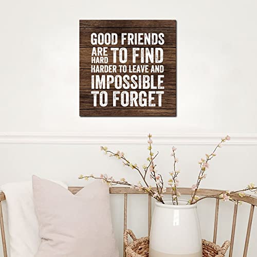 Tollyee Wooden Wall Signs With Saying Good Friends Are Hard Wood Plaque Sign Wall Hanging Motivational Gift Quote Wood Sign For Home Cabin Front Door Outdoor Decoration 8"X8" #TOP4