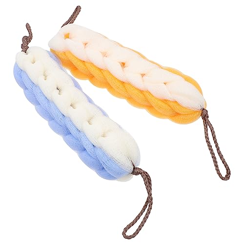 CALLARON 2Pcs Long Bath Scrubber Towels Rich Foaming Exfoliating Bath Towels for Deep Cleaning Skin Soft and Skin Friendly Design for Back Washing