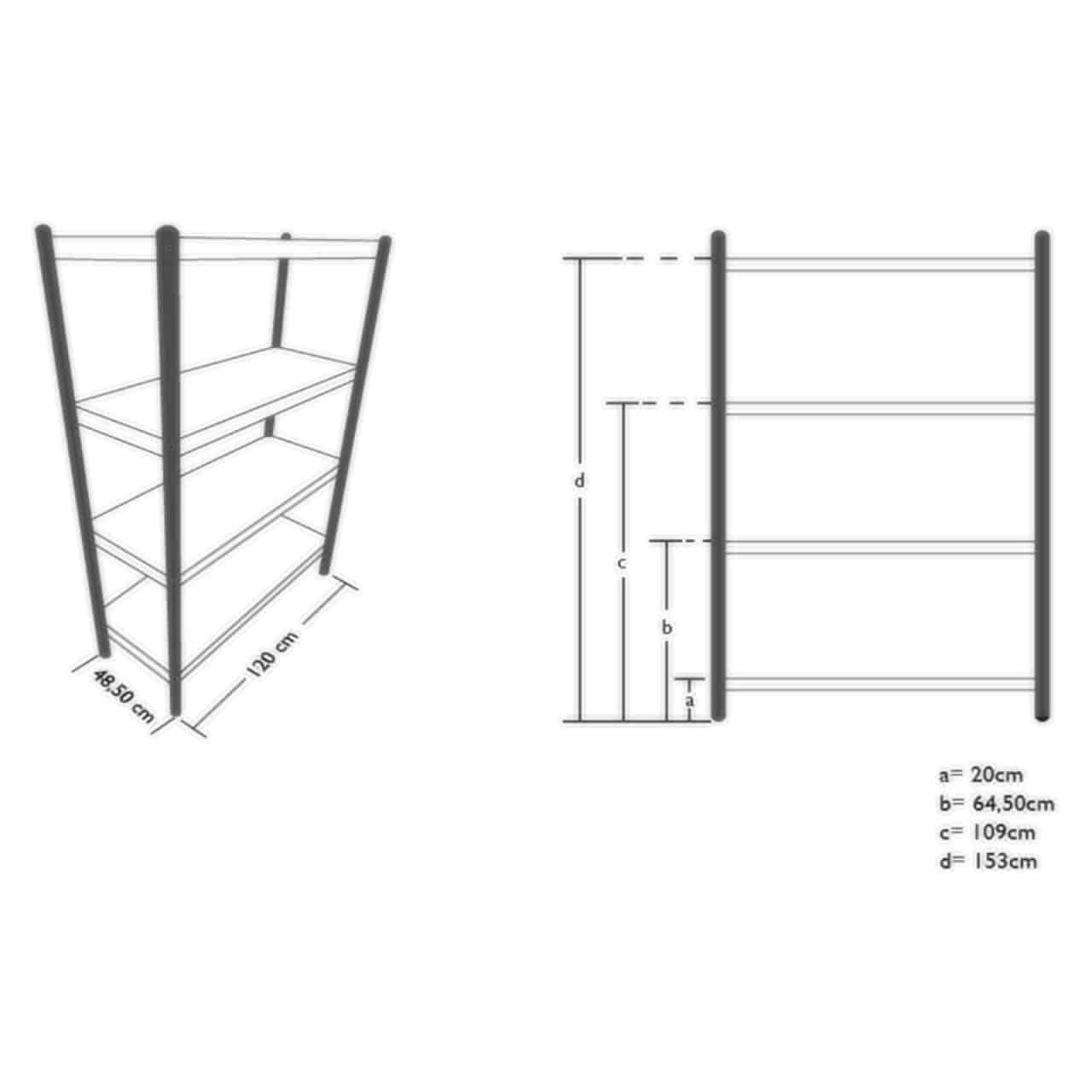 Royal Catering Etagère Rangement Cuisine RCER-120 (120x48,5x155cm, 4 étagères, Charge Total maximale 600 kg, capacité de Charge par Niveau 150 kg, INOX)