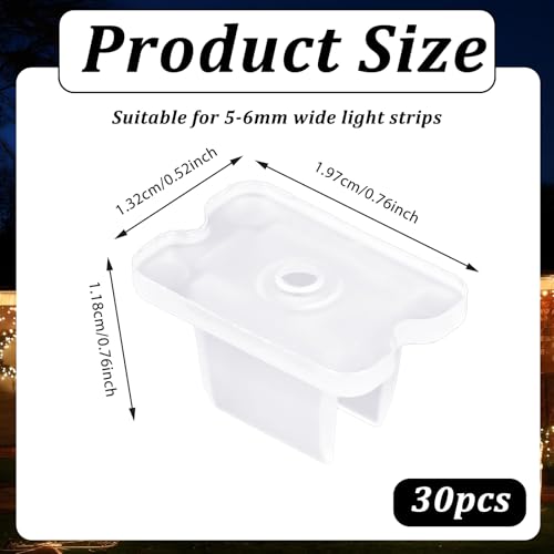 Image of TIESOME 30Pcs LED Strip Mounting Clips Holder Waterproof Rope Light Clips Mounting Bracket Neon Mount Clip Fixing Clamps Holder with Screws for 5mm to 6mm LED Strip Lighting, Translucent
