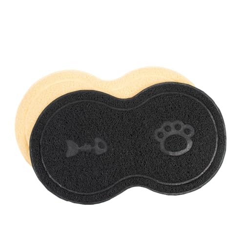 Milisten 2個 猫砂マット 摂食 ごみマット ために 給餌マット ゴミ 滑り止めドッグパッド 猫犬用フードマット 滑り止め猫マット ピーナッツの形をしたトイレマット ドッグフードパッド 塩ビ