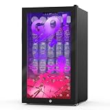 Velivi Gaming Mini Fridge with Led Lights, 3.2 Cu Ft Gaming Light Up Glass Door...
