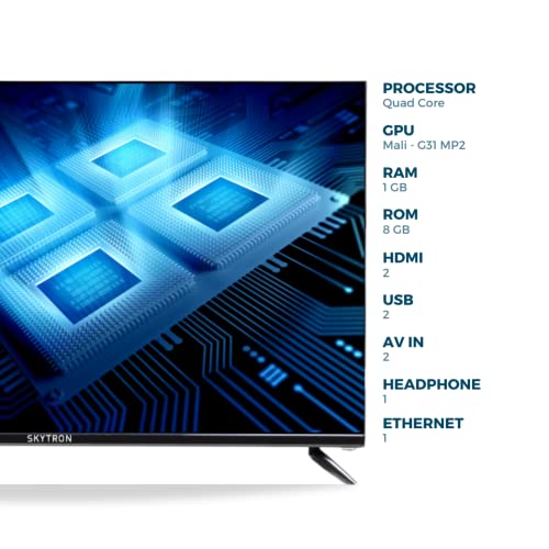 Image of Skytron 80cm (32 Inches) FHD Smart LED TV (Cloud OS- 2022 Model) (Black) 24W Thunder Speaker Soundbar Cloud OS Wall Mounted TV with Bluetooth & Voice Remote