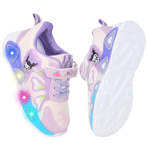 Kid's Glitter Running Cartoon Sneaker Sparkly Glowing Shiny Bling Princess Shoes School Athletic Walking Shoes for Girls(Purple,9)