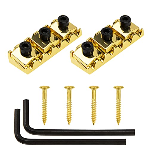 Yootones 2個 42mm メタルギター弦ロックナット フロイド ローズスタイル エレキギター トレモロ ブリッジロックシステム (ゴールド)