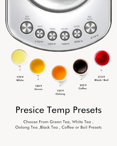 Temp-Control-Electric-Tea-Kettle-17L-Stainless-Steel-Water-Boiler-Heater-Fast-Boiling-1500-Watts-Cordless-Kettle-with-Auto-Shutoff-BoilDry-Protection-LED-Light-Silver Temp Control Electric Tea Kettle 17L Stainless Steel Water Boiler Heater Fast Boiling 1500 Watts Cordless Kettle with Auto Shutoff BoilDry Protection LED Light Silver