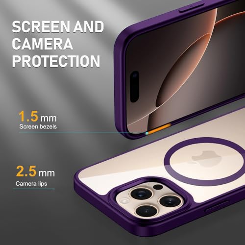 Image of iPhone 16 pro Max Transparent Case | Shockproof Bumper & Camera Protection | Magsafe Compatible | Sleek Hard Crystal Back Cover for iPhone 16 pro Max - Purple