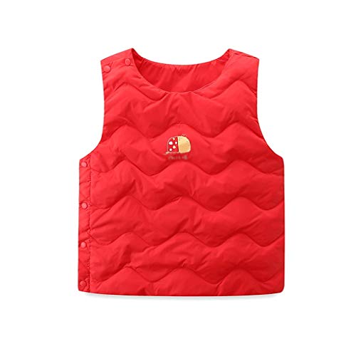 HJHJ Fashion Vest for Kids Children's Warm Vest, Boy and Girl Puffer Vest, Baby Winter Nylon Cartoon Cute White Duck Down Padded Sleeveless Jacket Vest Gift (Color : Red, Size : 100)