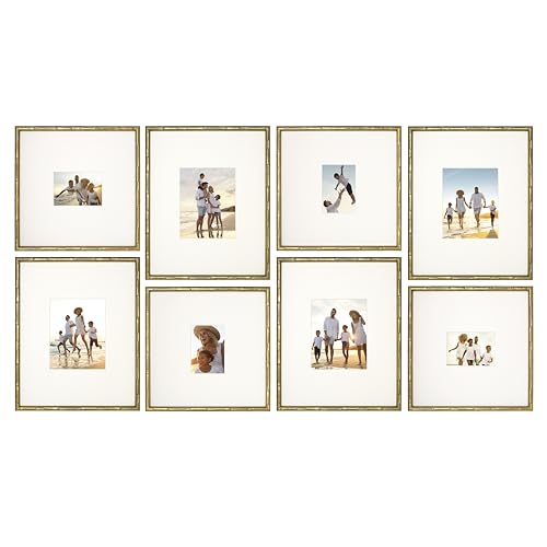 Camden Reed Arcadia Gallery Wall Frame Set 16x20 and 16x16 Inch Matted Frames 8 Piece Antique Gold
