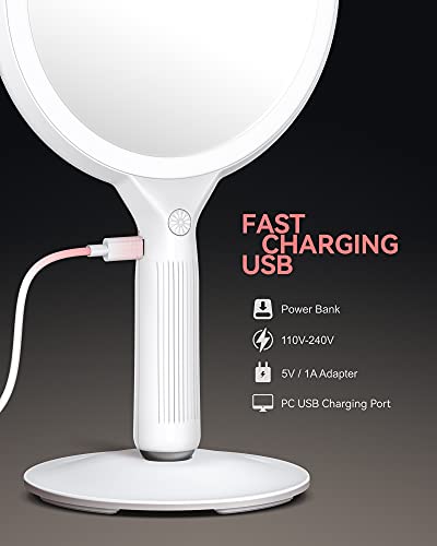 Nicare Makeup Mirror, Vanity Mirror With Lights, 1X/ 5X Magnifying & Lighted With 3 Colors, Magnetic Base, 360 Degree Rotation, Led Travel Makeup Mirrors, Cosmetic Mirror, Idea Gifts For Women #TOP7