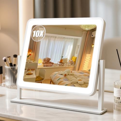 Espejo para maquillaje rectangular con luz, 14"x12"