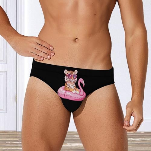 Tiger Flamingos Swimming Ring Men's Swimsuit Bikini Briefs Swim Underwear Stretchy Swimwear2