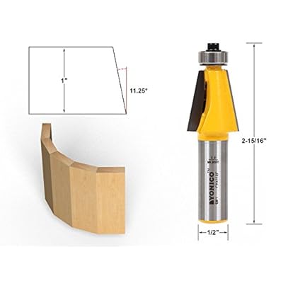 YONICO Chamfer Router Bits Bevel Edge Forming Set 5 Bit 1/2-Inch Shank 13508