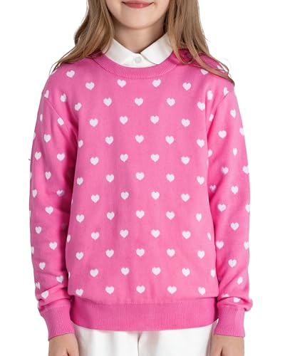 BOBOYOYO Girls Sweaters 100% Cotton Kids Sweater Holiday Teen Winter Pullover Crew Neck Long Sleeve Knit Top