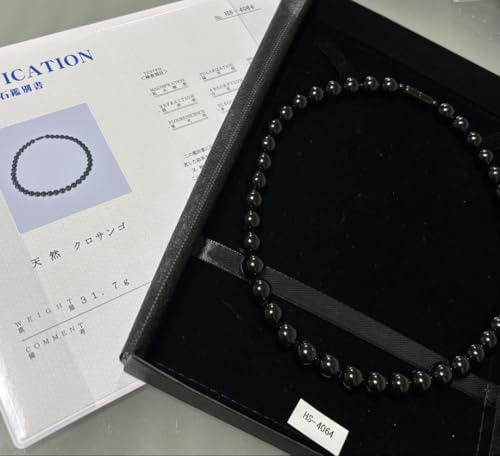 天然黒珊瑚ネックレス（大玉１０mm珠）鑑別書付き⑤ 天然黒珊瑚ネックレス（大玉10mm珠）鑑別書付き⑤