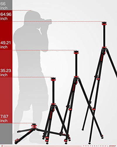 Ifootage 65" Aluminum Camera Tripod, Professional Video Tripod 3 Sections With Centre Pole, Compatible With Canon, Nikon, Sony Dslr Camcorder Video Photography, Max Load 13.2 Lbs - Ta6S #TOP5