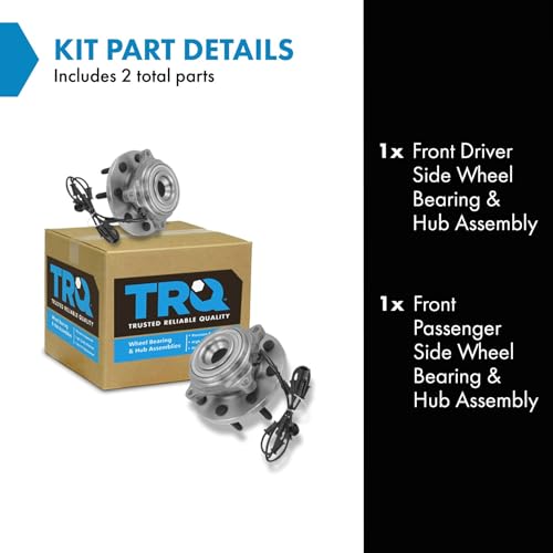 Image of TRQ Front Left and Right Wheel Bearing and Hub Assembly Set 2 Piece Compatible with 2009-2010 Dodge Ram 2500 4WD 2009-2010 Ram 3500 4WD 2011 2500 4WD 2011 3500 4WD