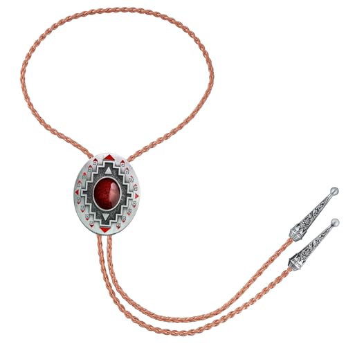Image of Btilasif Bolo Tie Brown for Men, Scorpion Luminous Stone Cowboy Tie Western Leather Necktie Necklace for Women