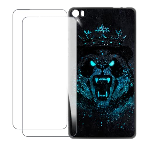 UOGNADGD Compatible with Huawei P8 Max Case Colorful Custom Cover with 2 Pack Tempered Glass Screen Protectors - Shockproof Scratch-Resistant (Angry Panda)