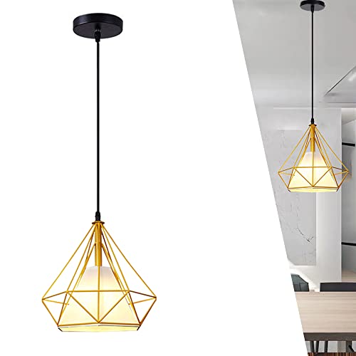 Estilo Nórdico Lámpara de Techo Colgante Retro Interior Luces Araña Diamante Iluminación Luz de Techo Vintage Industrial Decoración e Dormitorio Sala de estar Comedor, blanco rojo amarillo (amarillo)