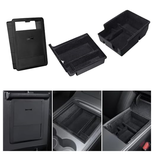 Basenor 3PCS 2023 2022 2021 Tesla Model Y Model 3 Center Console Organizer with Sunglass Holder Armrest Hidden Storage Box for Refresh Console Upgraded