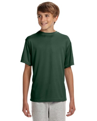 A4 Youth Short-Sleeve Cooling Performance Crew, Large, Forest