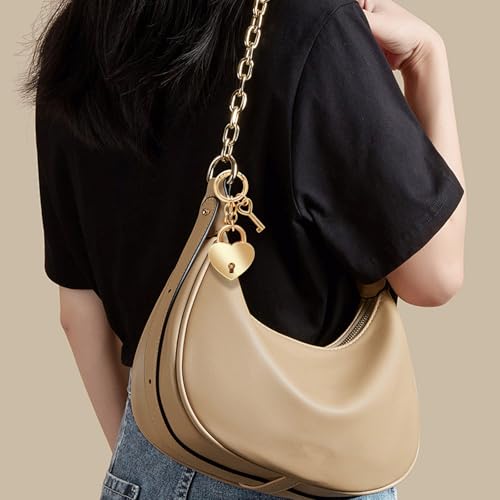 CYUXING Gold Heart-Shaped Chain Pendant, Bag Charms for Handbags Fashion Accessories for Women, Cute Keychains Decorations Supplies Suitable for Backpacks & Handbags - Thumbnail 6