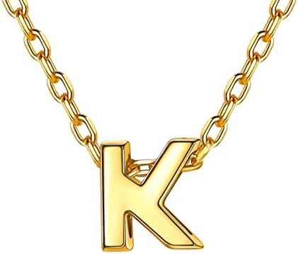 Silvora Sterling Silver Letter Pendant Necklace, Woman 18K Gold Tiny Initials Jewelry Delicate Gift Packaging