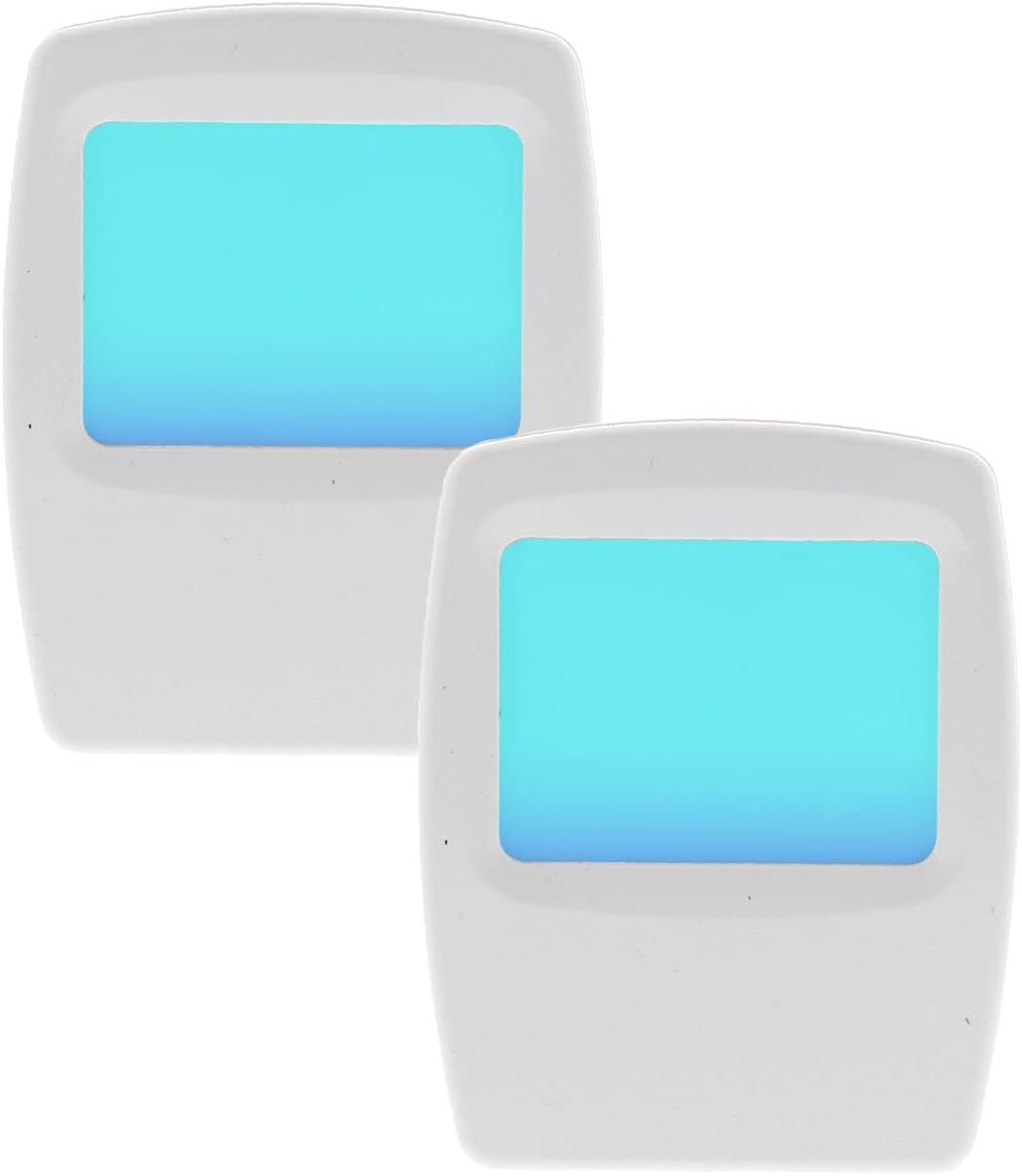 Amerelle Always-On Blue Night Light, 2 Pack (71282) - Slim, Plug-in, LED Light with a Soft, Cool Blue Glow - Suitable for Bedrooms, Bathrooms, Hallways, Kitchen, or Nursery