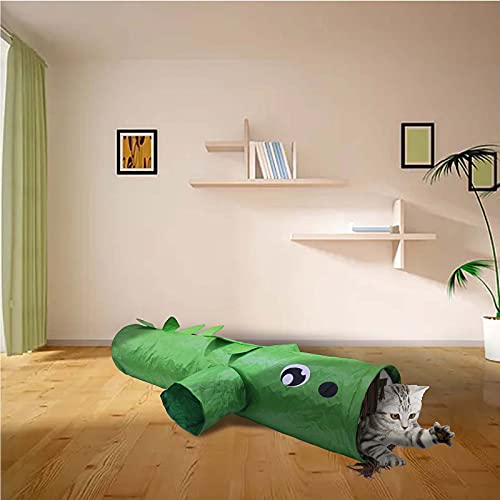 Everbrit Cat Tunnels For Indoor Cat, Pet Cat Tunnel Tube Collapsible, Foldable Crincle House, Interactive Cat Toy, Exercising, Hunting And Playing, Interesting Dinosaur Design. #TOP6