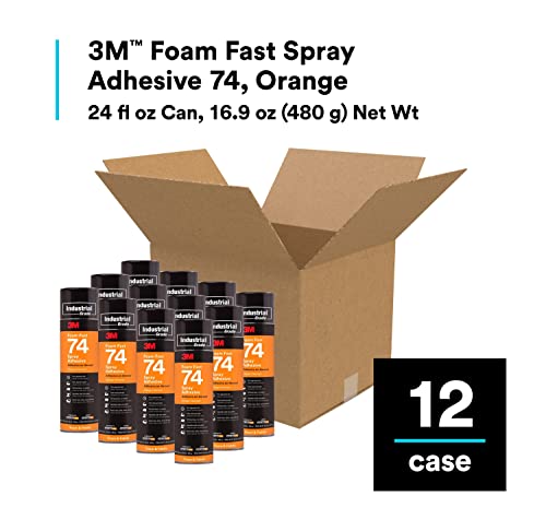 3M Foam Fast 74 Spray Adhesive, Orange, Net Wt 16.9 Oz #TOP2