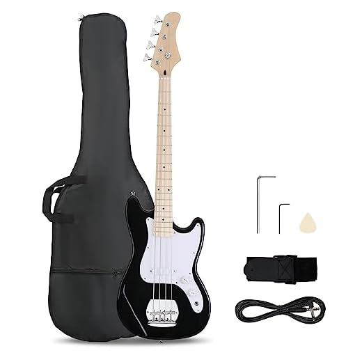 Ktaxon 4 String Electric Bass Guitar, Beginner Electric Bass Guitars Kit with Gig Bag, Shoulder Strap & Cable, Accessories, 42.5" Single-Coil Pickup Bass Guitars W/Fixed Bridge (Black)