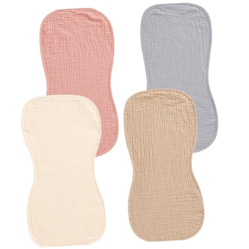 4Pcs Burp Cloths Soft Cotton Burping Rags for Newborns Highly Absorbent Gentle Delicate Skin for Feeding Drooling Kakhi