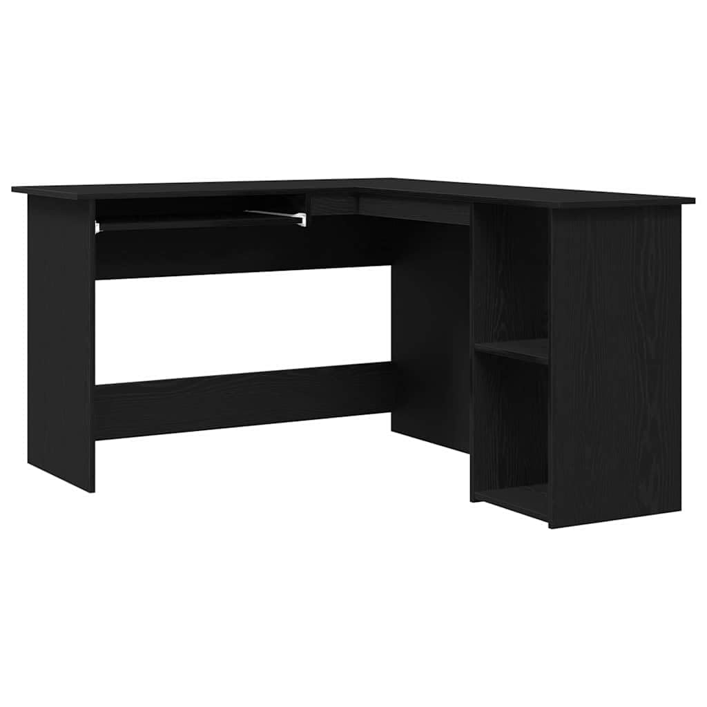 Escritorio esquinero de madera de roble negro, 120 x 140 x 75 cm, mesa de oficina compacta para oficina en casa y estudiantes, mesa de trabajo moderna con amplia superficie de trabajo