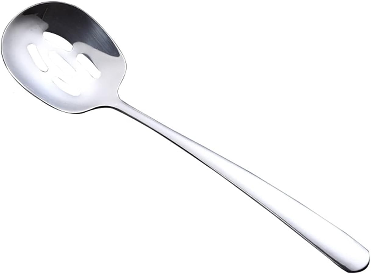 Leaky Spoon Slotted Spoon Stainless Steel Colander Strainer Spoon Short Handle Skimmer Ladle for Buffet Banquet Cooking Kitchen Utensil (10 inches) Colander (Size : 9.92x2.83in)