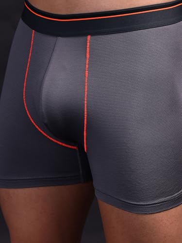 Image of TECHNOSPORT Men's Colorblock Trunks Underwear with ElastoLITE 4 Way Stretch Lightweight Breathable Moisture Wicking Soft Anti Odour Anti Microbial UPF 50+ Comfort Fit Boxer Briefs Innerwear for Men
