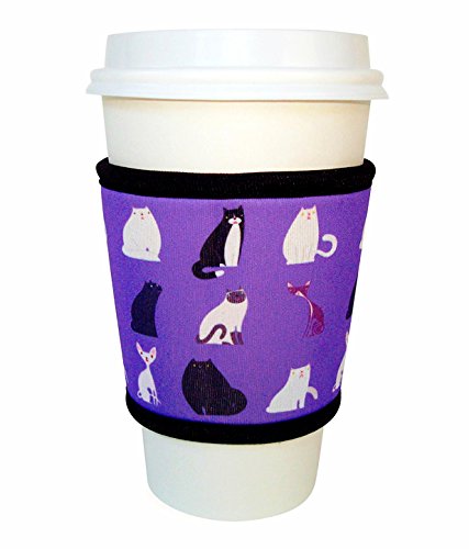 Joe Jacket Neoprene Drink Insulator, Coffee Sleeve, Cup Grip, Cats. Perfect Gift for the Cat Lover.