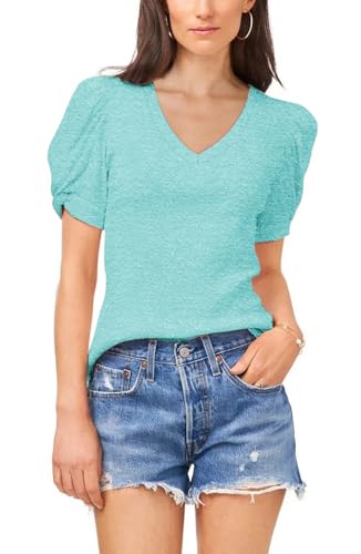T-shirt d'été pour femme bleu ciel XXL ample et léger