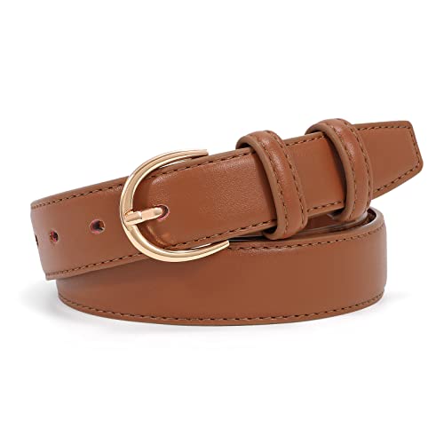 JASGOOD Women's Leather Belt Fashion Dress Belt with Gold Buckle for Ladies Jeans Pants