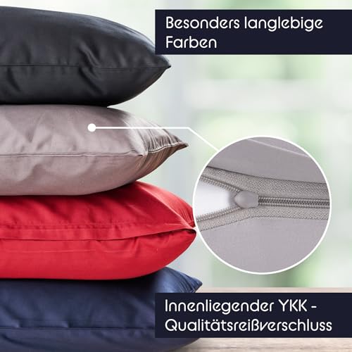 Foto von Blumtal Mako Satin Bettwäsche 135 x 200 & 80x80 cm Kissenbezug Anthrazit - Oeko Tex Zertifizierte Satin Bettwäsche aus 100% Baumwolle - edler Bettbezug Glanzoptik 135x200 Satin mit Reißverschluss
