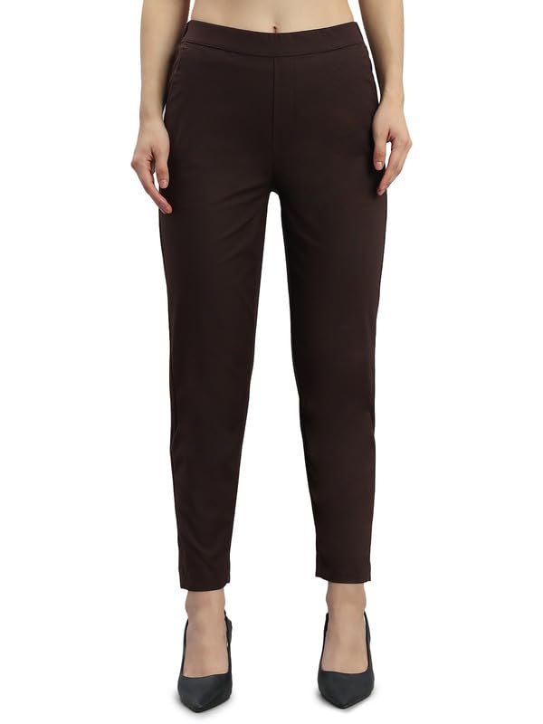 Image of GO COLORS Solid Tapered Fit Chino Pants for Women |Mid Rise, Side Pocket