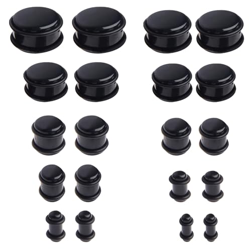 LOCCY 20 Pièces Écarteur d Oreilles en Acrylique, Noir d'Étirement des Oreillettes Ecarteur en Acrylique 4-20mm Double Flared Plug Oreille pour Hommes et Femmes (Noir...