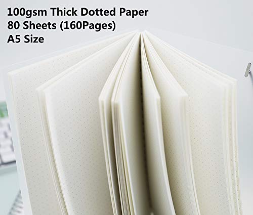 Zegrox 5 Pack Transparent Hardcover Dot Grid Spiral Notebook/Bullet Journaling,Writing Diary Subject Notebooks,80 Sheets (160Pages)-8.35X 5.75Inch,A5 Size. #TOP3