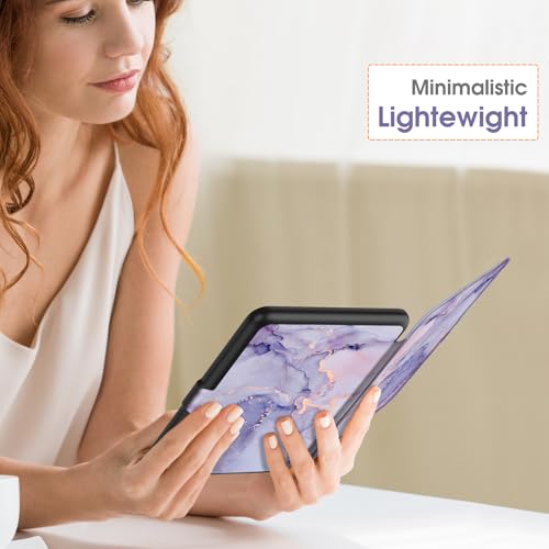 Image of Fintie Case for 7 inch All-New Kindle Paperwhite (12th Generation, 2024) and Kindle Colorsoft Signature Edition - Slim Lightweight Shell PU Leather Protective Cover with Auto Sleep /Wake, Lilac Marble