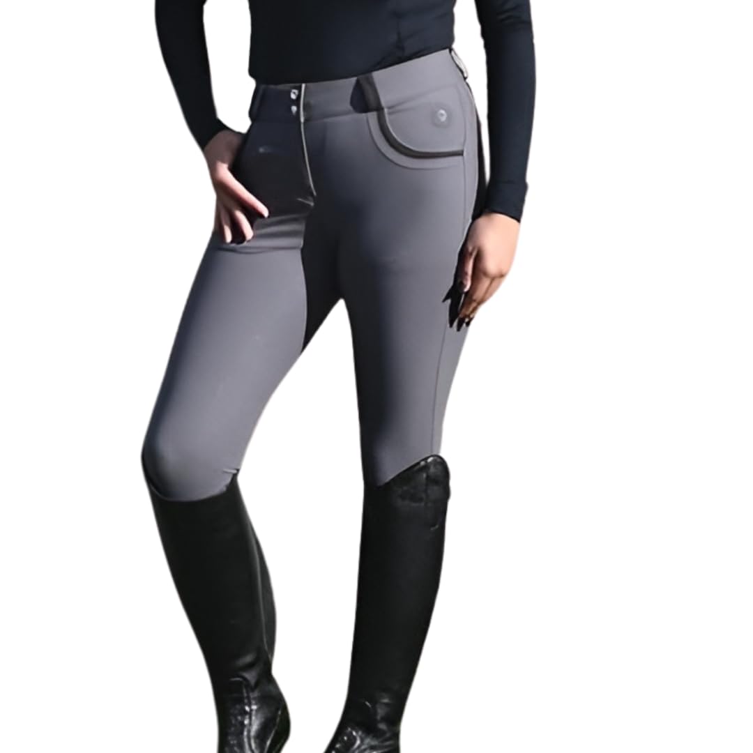 Rhinegold Pro Stretch Ladies Riding Breeches-34-Grey