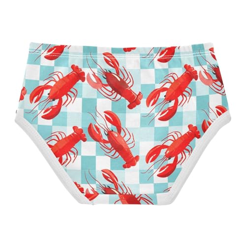 Red Lobsters Blue White Checkered Cute Panties Girl Toddler Underwear Floral Cotton Aesthetic Kids Briefs Undies 2t2