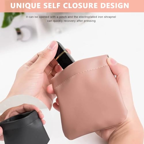 Image of Mini PU Leather Storage Pouch Pocket Organizer for Earbuds Charging Cable Keys Lipstick Coins Soft Portable Travel Carry Bag Slim Waterproof Accessory Holder for Purse Backpack Car Office (1)