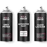 Finish Line LX7W Ice Silver for AUDI Basecoat Car Paint Aerosol Kit with Grey Primer and Clear Lacquer