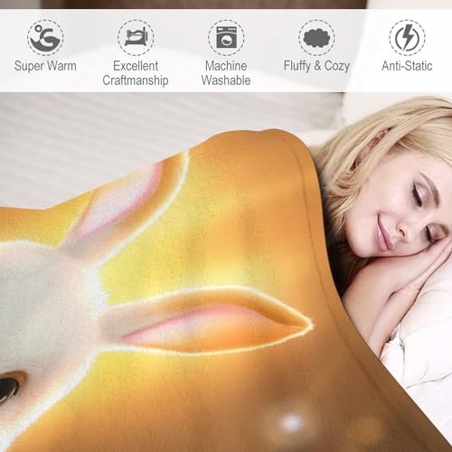 Couverture lapin impression 3D flannel : le cadeau idéal pour lit d'enfant et déco canapé