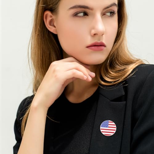 Image of Rhinestone Brooch Pins for Women, Vintage Crystal Enamel Brooches, American Flag Pin Patriotic Lapel Pins Gift for Suit Clothes Bag Accessories